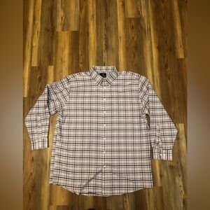 Stafford Men’s Button-Down Plaid Shirt in White and Purple